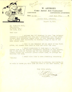 Letter from W. Anthony to W. E. B. Du Bois