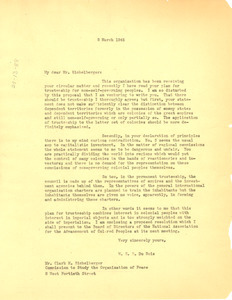 Letter from W. E. B. Du Bois to American Association for the United Nations