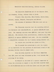 Meeting minutes of the Executive Committee for the Institute for Crippled and Disabled Men