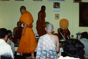 Ordination of a novice Buddhist monk at the Trairatanaram Temple