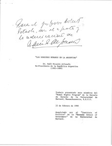 Raúl Alfonsín oral history with Robert A. Potash: notes and documents