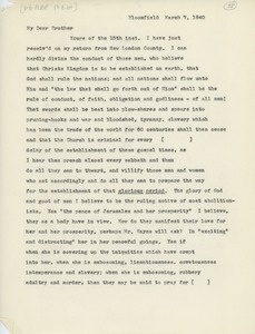 Transcript of letter from D. G. Platt to Erasmus Darwin Hudson