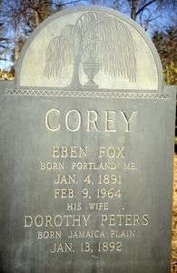 Sleepy Hollow Cemetery (Concord, Mass.) gravestone: Corey, Eben Fox (1891-1964)