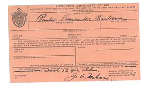 Paulo Barbosa Physician's Certificate of Age