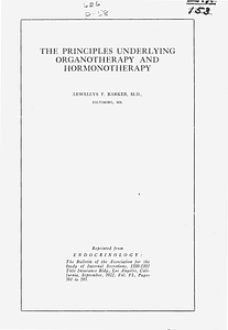 The principles underlying organotherapy and hormonotherapy