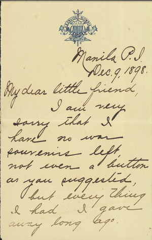 Letter from Admiral Dewey to G. Edward Elwell, Jr., 1898 December 9