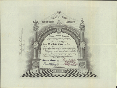 32° certificate issued to Burton Guy Ellis