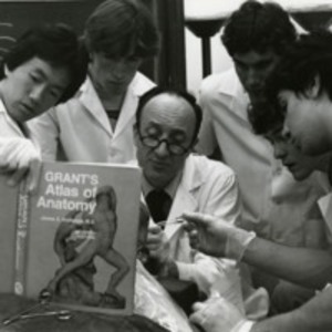 Elio Raviola performing an anatomical dissection with students