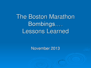 "The Boston Marathon Bombings….?Lessons Learned" PowerPoint presentation by Dr. Alasdair Conn