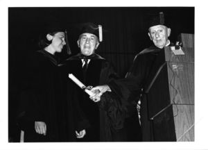 Student receives her degree at the 1970 Suffolk University commencement