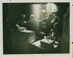 Backstage photograph of a production of "Three Angels" at Suffolk University's C. Walsh Theatre (55 Temple Street)