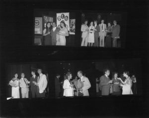 Contact sheet of group photographs at Suffolk University's 1979 Alumni Night at the Pops