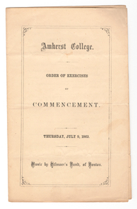 Amherst College Commencement program, 1863 July 9