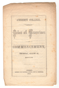 Amherst College Commencement program, 1858 August 12