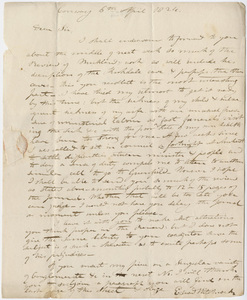 Edward Hitchcock letter to Benjamin Silliman, 1824 April 6