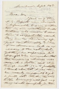 Edward Hitchcock letter to Edward Hitchcock, Jr., 1852 September 14
