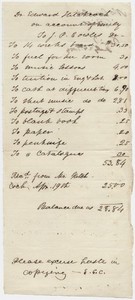 Edward Hitchcock receipt of payment to John Phelps Cowles, 1854