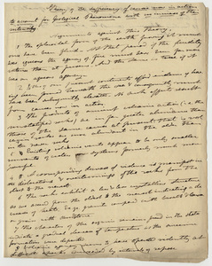 Edward Hitchcock classroom lecture notes, "Theory of the sufficiency of causes now in action to account for Geological Phenomena with no increase in their intensity"