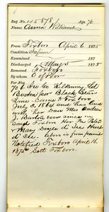 Tewksbury Almshouse Intake Record: Williams, Anna