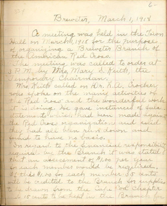 Notes from Brewster Red Cross 1918