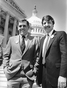 Mayor Raymond L. Flynn and Elderly Affairs Commissioner Michael Taylor on steps of United States Capitol