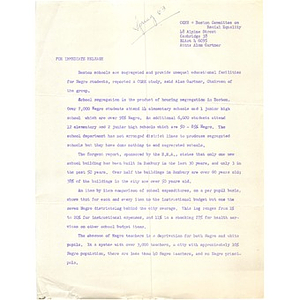 Press release, Spring 1963.