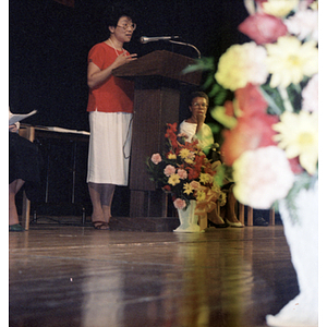 Suzanne Lee speaks at Roxbury Community College's commencement ceremony