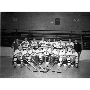 The 1962 Northeastern Men's Hockey team poses for a team photograph