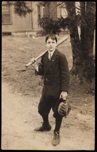 Youth wearing baseball uniform