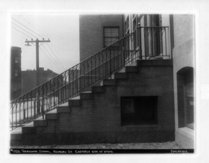 Volkmann School, Newbury St. front, easterly of steps