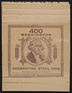 Pin holder, 400 Washington Adamantine Steel Pins, Oakville Company, division Scovill Manufacturing Co., Waterbury, Connecticut, undated