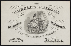 Trade card for Wheeler & Wilson, gold medal sewing machines, 228 Washington Street, Boston, Mass., undated