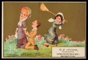 Trade card for O.F. Nudd, stationer, 108 Court Street, Boston, Mass., undated