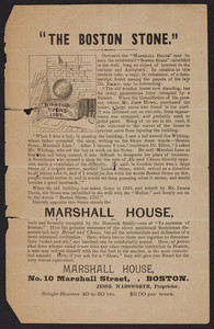Broadside for the Marshall House, lodging house, No. 10 Marshall Street, Boston, Mass, undated