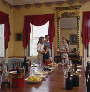 Dining room with docent, Harrison Gray Otis House, First, Boston, Mass.
