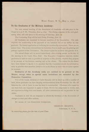 Charles Braden to Thomas Lincoln Casey, May 1, 1892