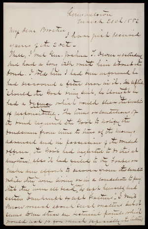 Admiral Silas Casey to Thomas Lincoln Casey, March 21, 1882