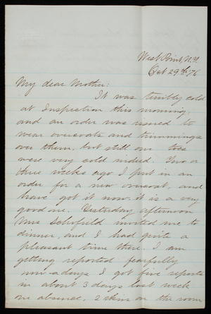 Thomas Lincoln Casey, Jr. To Emma Weir Casey, October 29, 1876 ...