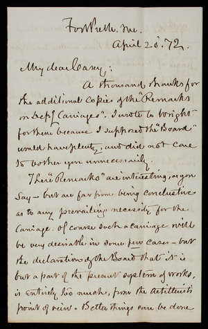 [Truman] Seymour to Thomas Lincoln Casey, April 20, 1872