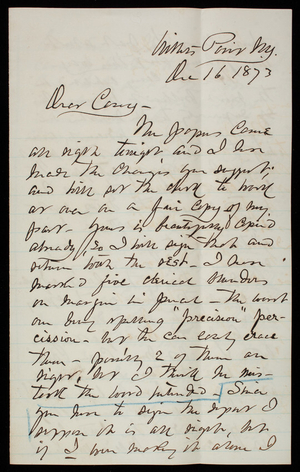 [Henry L. Abbot] to Thomas Lincoln Casey, December 16, 1873