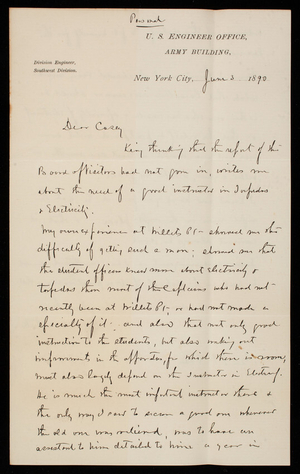 [Cyrus] B. Comstock To Thomas Lincoln Casey, June 3, 1890 - Digital ...