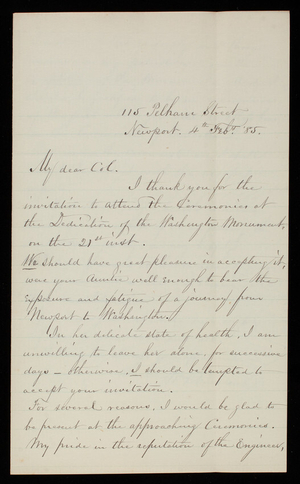 William R. Babcock to Thomas Lincoln Casey, February 4, 1885