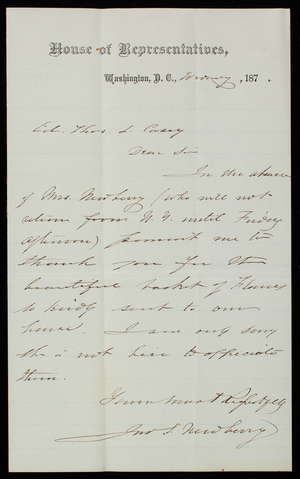 [John] S. Newbury to Thomas Lincoln Casey, undated [1879]