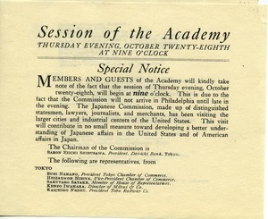Letter from the American Academy of Political and Social Science to Benjamin Smith Lyman