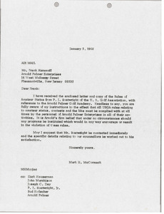 Letter from Mark H. McCormack to Arnold Palmer Enterprises