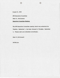 Memorandum from Mark H. McCormack to Arnold Palmer Enterprises Executive Committee