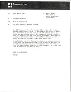 Memorandum from Mark H. McCormack to Michael Halstead