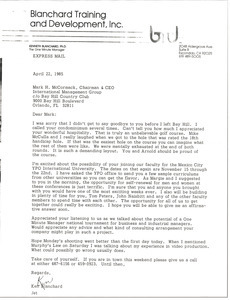 Letter from Ken Blanchard to Mark H. McCormack