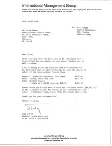 Letter from Judy Stott to Lesa Ukman