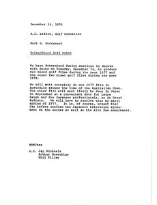 Memorandum from Mark H. McCormack to A. J. Lafave and the Golf Committee